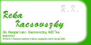 reka kacsovszky business card